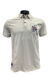 Printed Striped color Grey Beige T-shirt